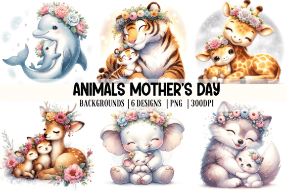 Adorable Animals Mother's Day Backgrounds for Creative Projects