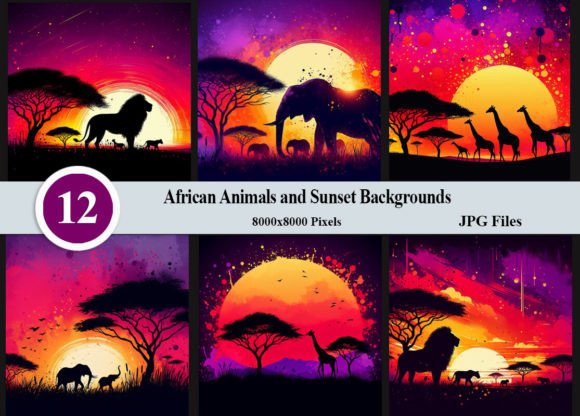 African Animals and Sunset Backgrounds: Your Next Design Essential