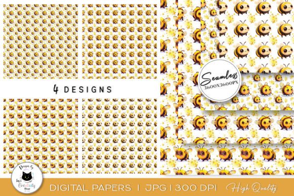 Cute Bee Backgrounds | Bee Digital Paper