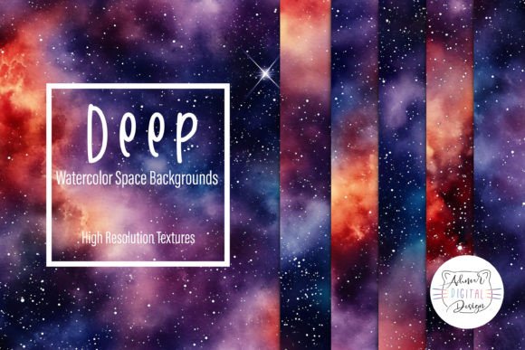 Deep Watercolor Space Backgrounds: Cosmic Design Assets
