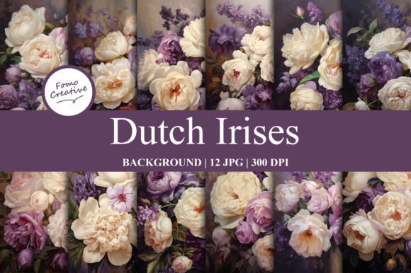 Dutch Irises Backgrounds: Floral Elegance for Digital Creations