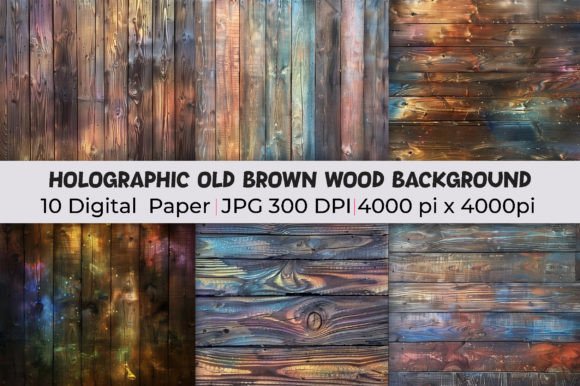 Elevate Your Brand with Holographic Old Brown Wood Backgrounds
