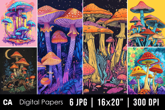 Enchanting Abstract Colorful Mushroom Backgrounds for Creative Projects