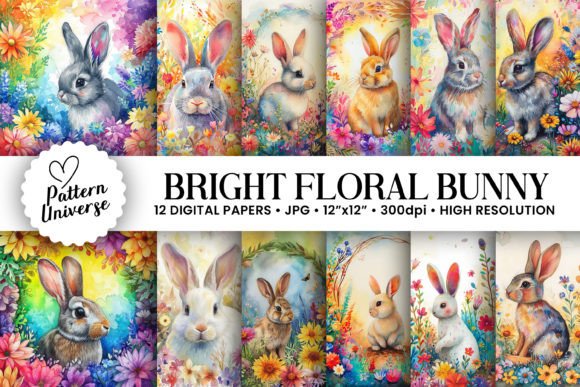 Enchanting Watercolor Floral Bunny Backgrounds for Creatives