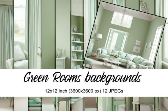 Green Rooms Backgrounds: Digital Papers for Modern Crafting