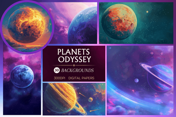 Planets Odyssey - Backgrounds: A Cosmic Toolkit for Designers