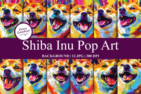 Shiba Inu Pop Art Backgrounds: Vibrant Digital Design