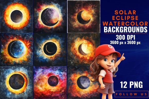 Solar Eclipse Watercolor Backgrounds: A Celestial Design Guide