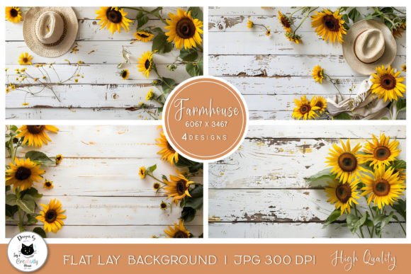 Sunflower Farmhouse Flat Lay Backgrounds: A Warm Touch