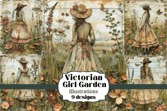 Victorian Garden Girls: 9 Enchanting Backgrounds for Your Projects