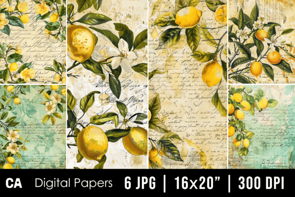 Vintage Lemon Journal Page Backgrounds: A Fresh Creative Asset