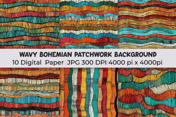 Wavy Bohemian Patchwork Backgrounds: A Visual Toolkit