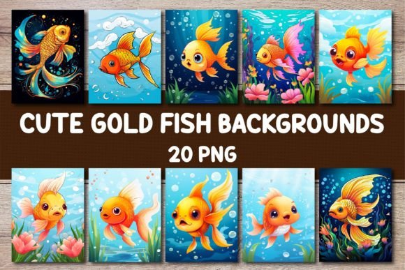 Whimsical Aquatic Charm: Cute Goldfish Backgrounds for Covers