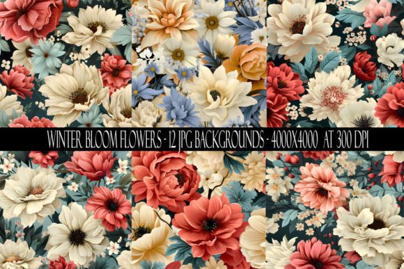 Winter Bloom Flower Backgrounds: Fresh Florals for Modern Design